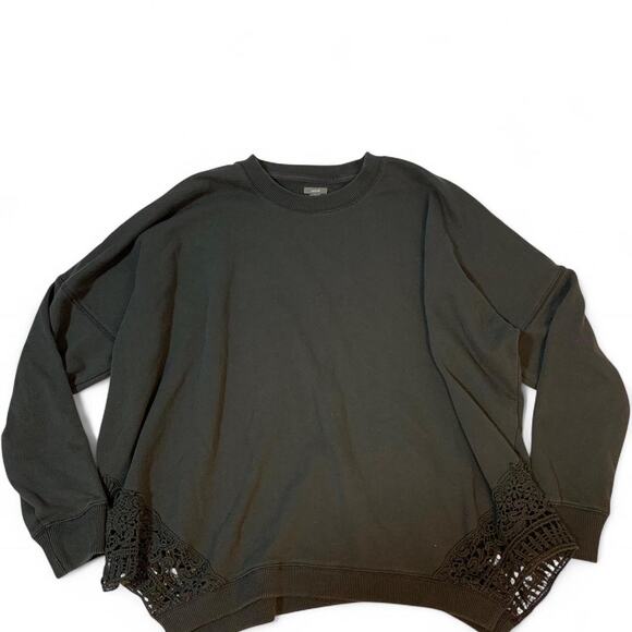 Aerie Grey Crewneck Sweater with Lace Detailing on the bottom size small - Picture 1 of 5